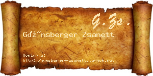 Günsberger Zsanett névjegykártya