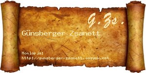 Günsberger Zsanett névjegykártya